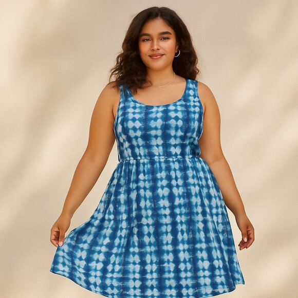 Modcloth Dresses & Skirts - ModCloth Blue White Sleeveless Fit & Flare Dress Size M Medium Lined